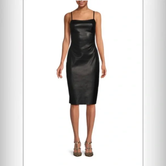 L'AGENCE | Dresses | Lagence Dream Faux Leather Sheath Slip Dress Sz 4 |  Poshmark